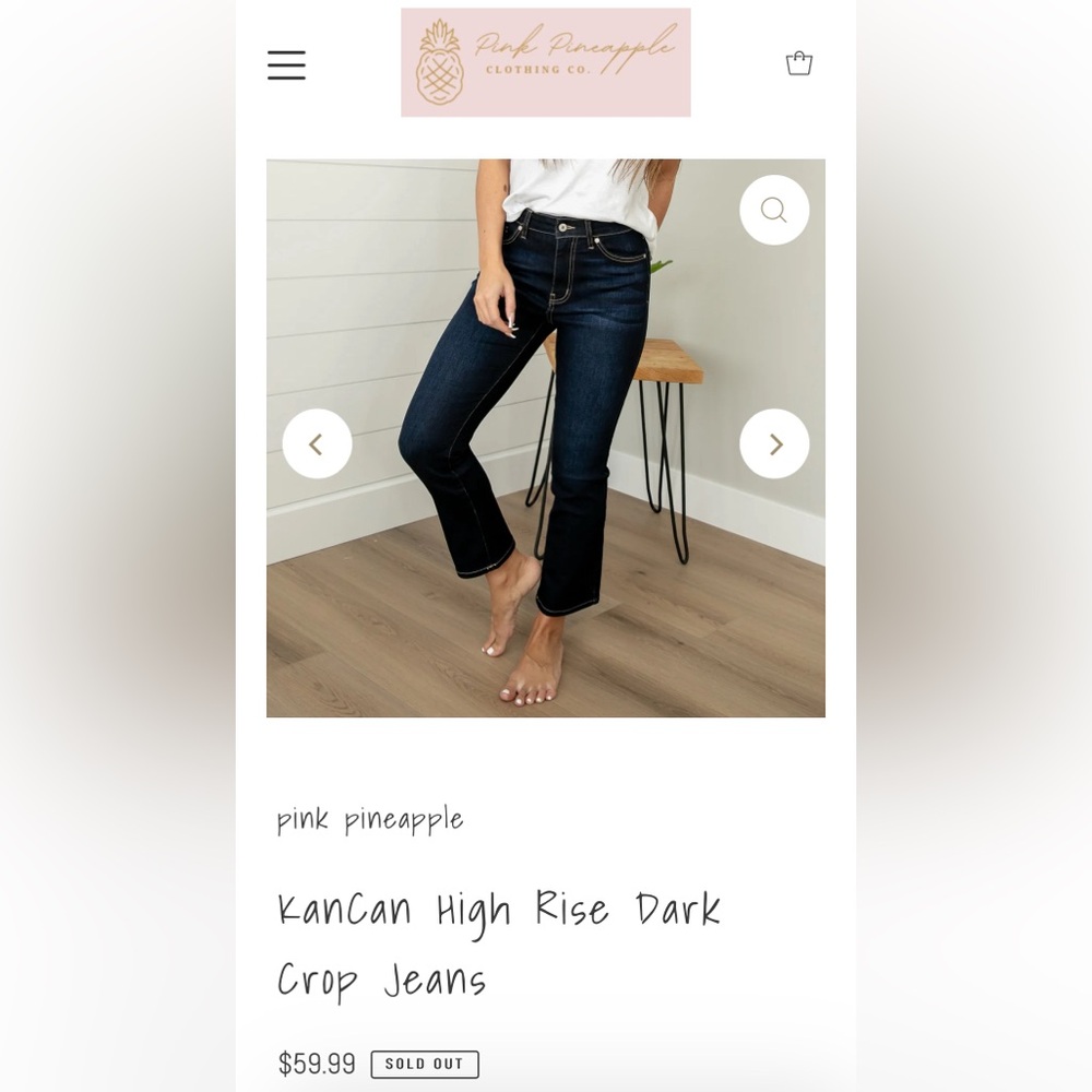 KanCan High Rise Dark Crop Ladies Jeans Sz 11/29
